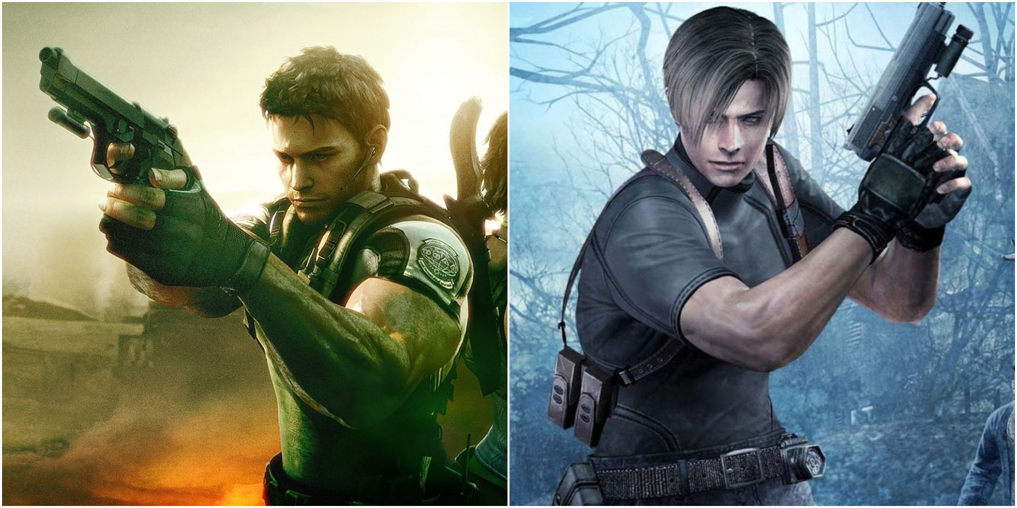 Chris Redfield And Leon Kennedy Holding Pistols