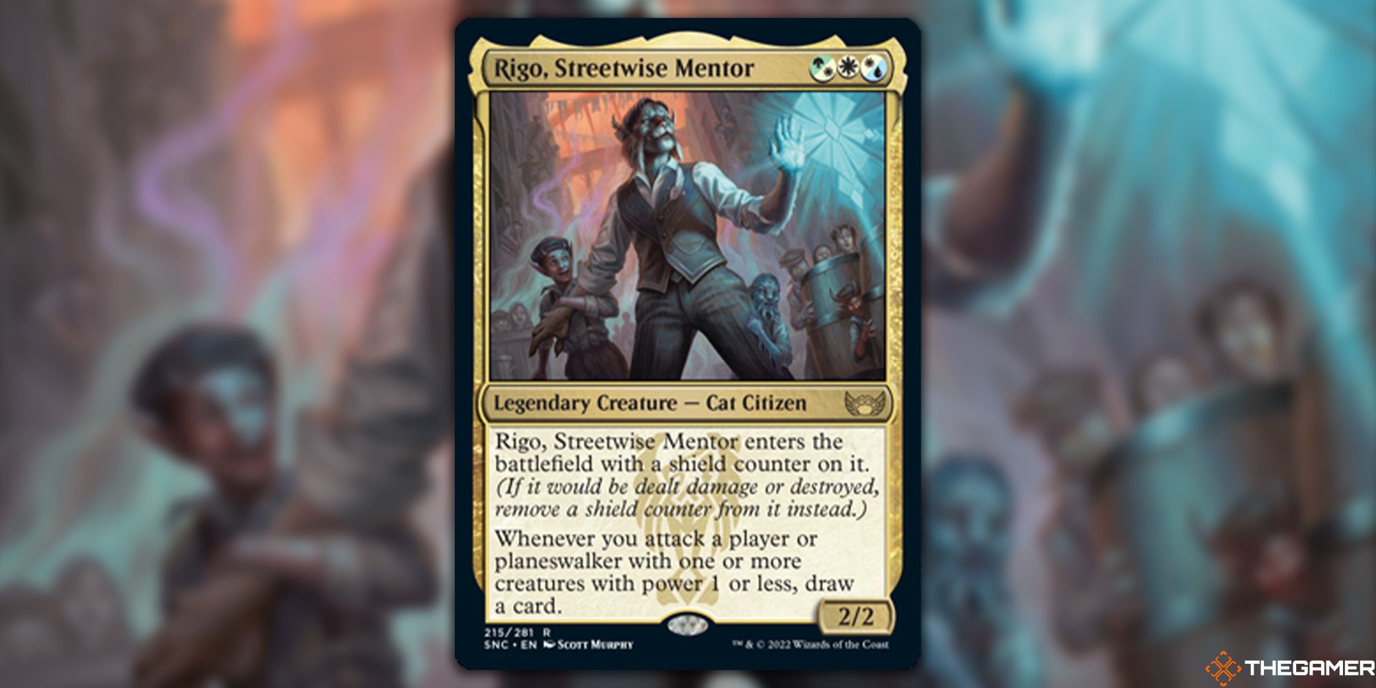 Image of the Rigo, Streetwise Mentor card in Magic: The Gathering, with art by Scott Murphy