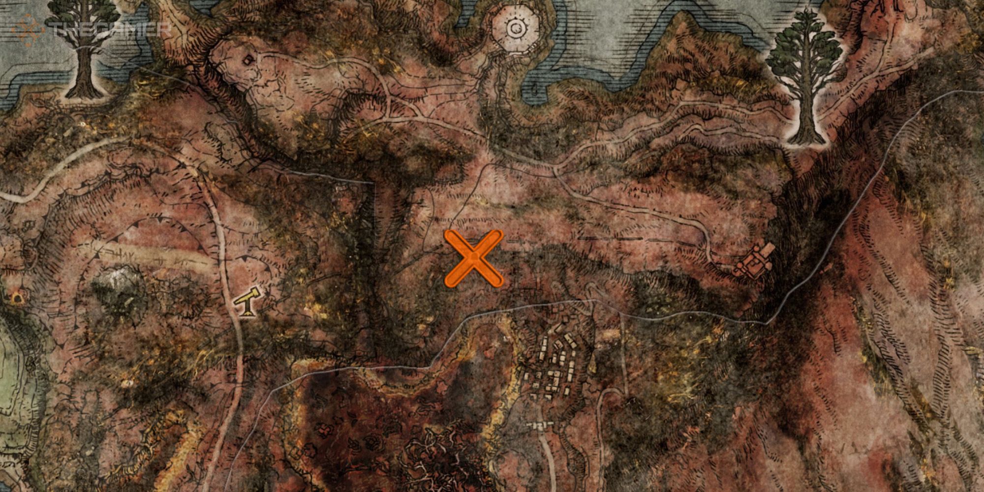 Map showing the location of the Rock Blaster Sorcery in Elden Ring