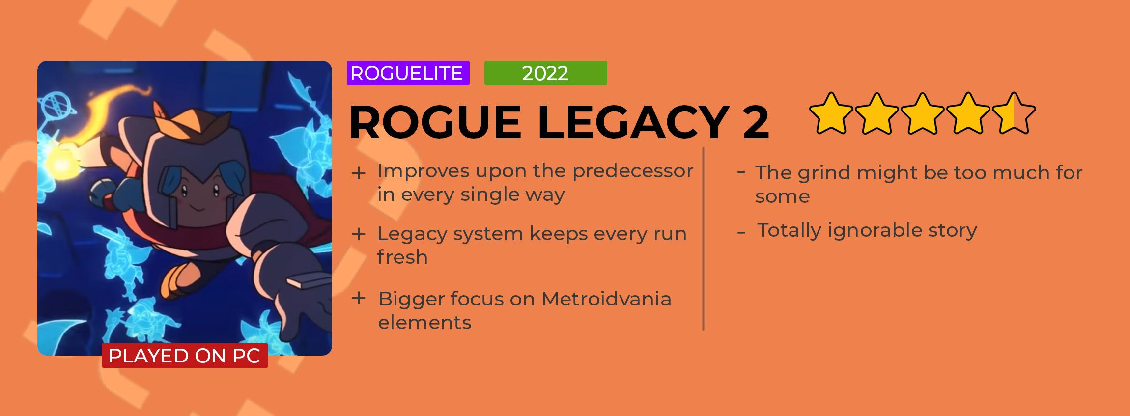 Rogue Legacy 2 Review Card