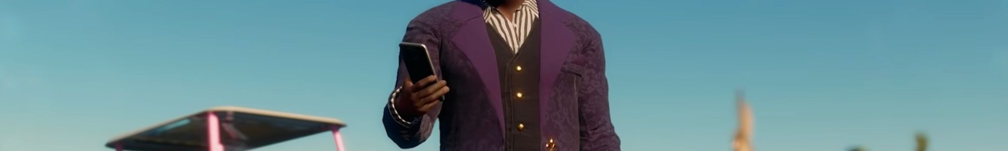Saints Row Character On Phone In Golf Course Banner