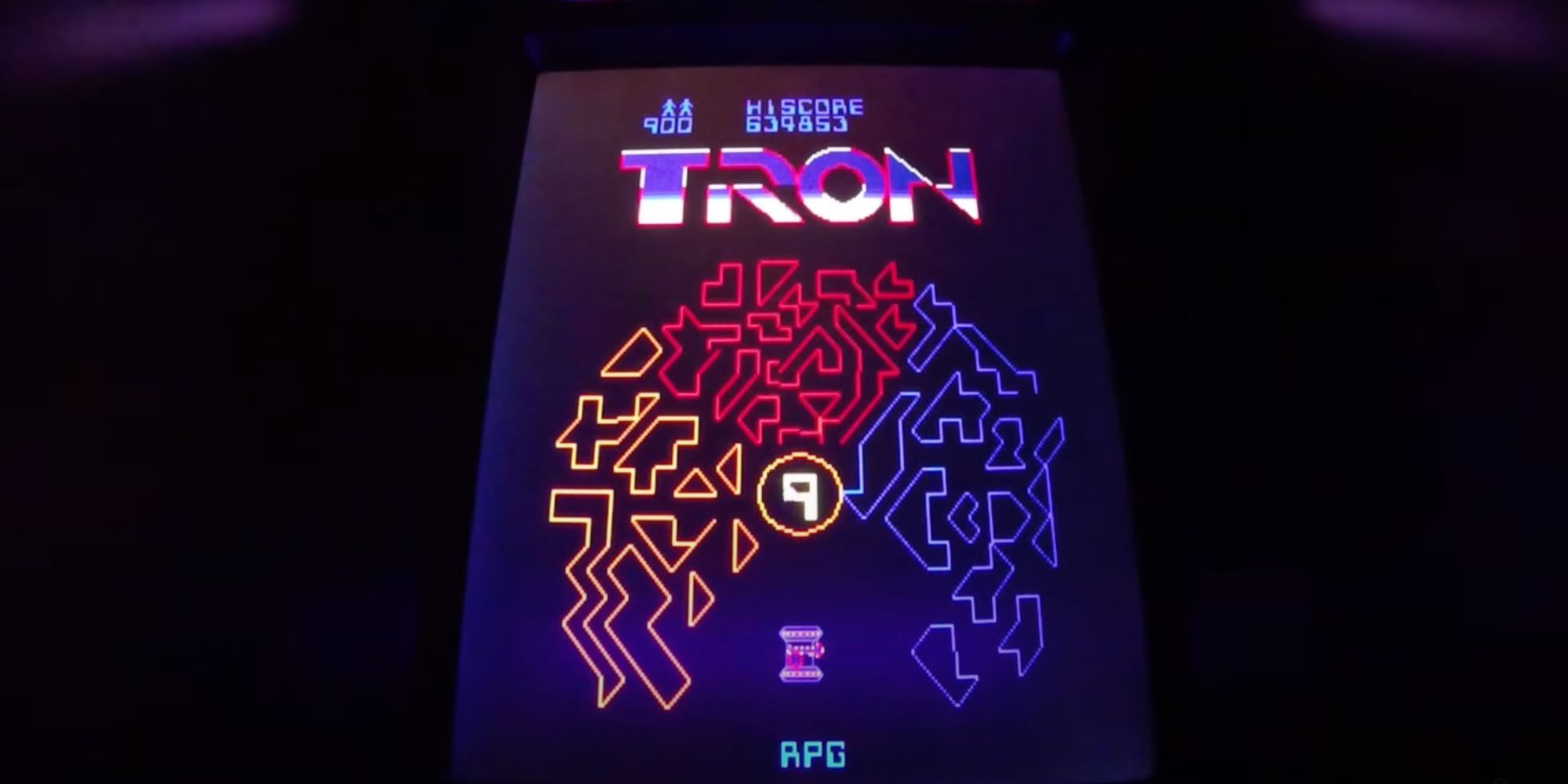 Picture of Tron Arcade Game in low light