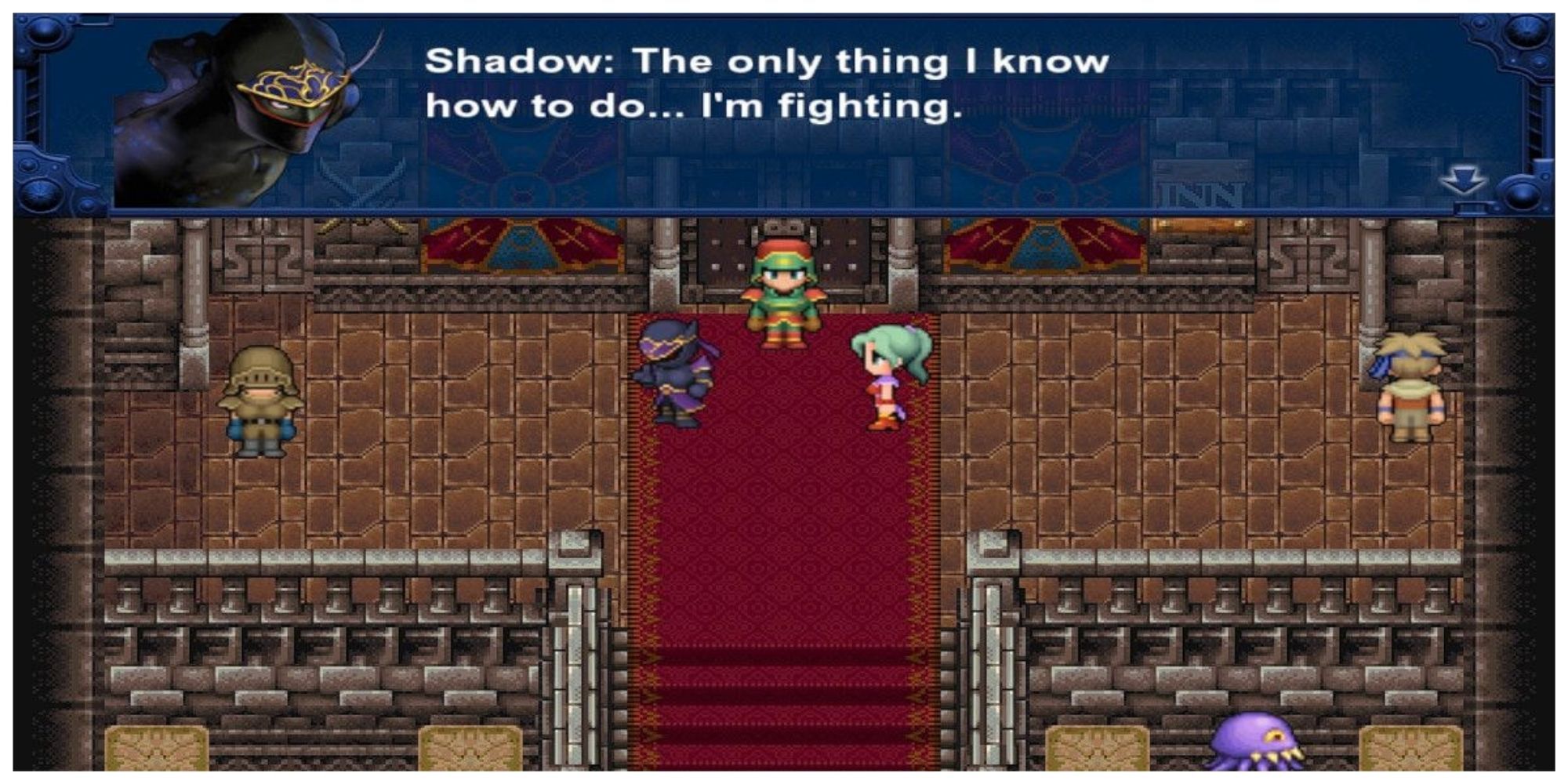 Shadow From Final Fantasy 6 Talking with Party Memebers