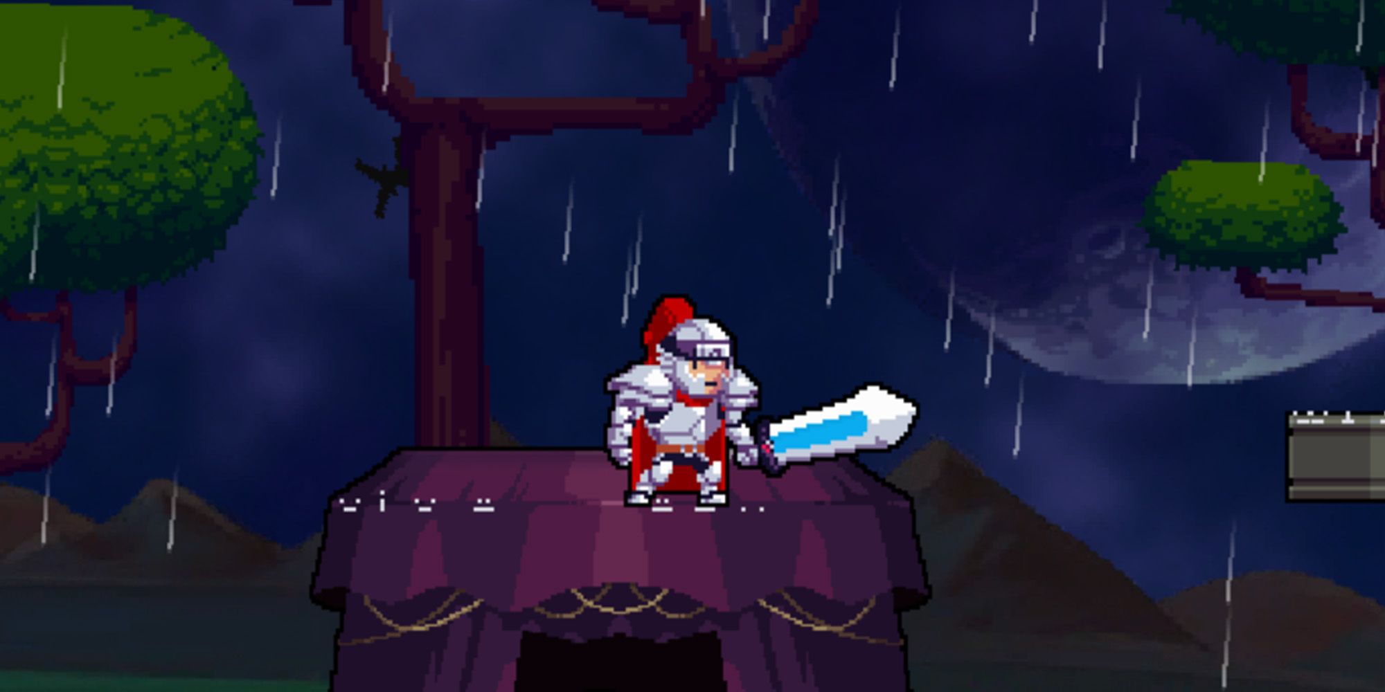 Rogue Legacy screenshot Shinobi standing on top of Enchantress tent