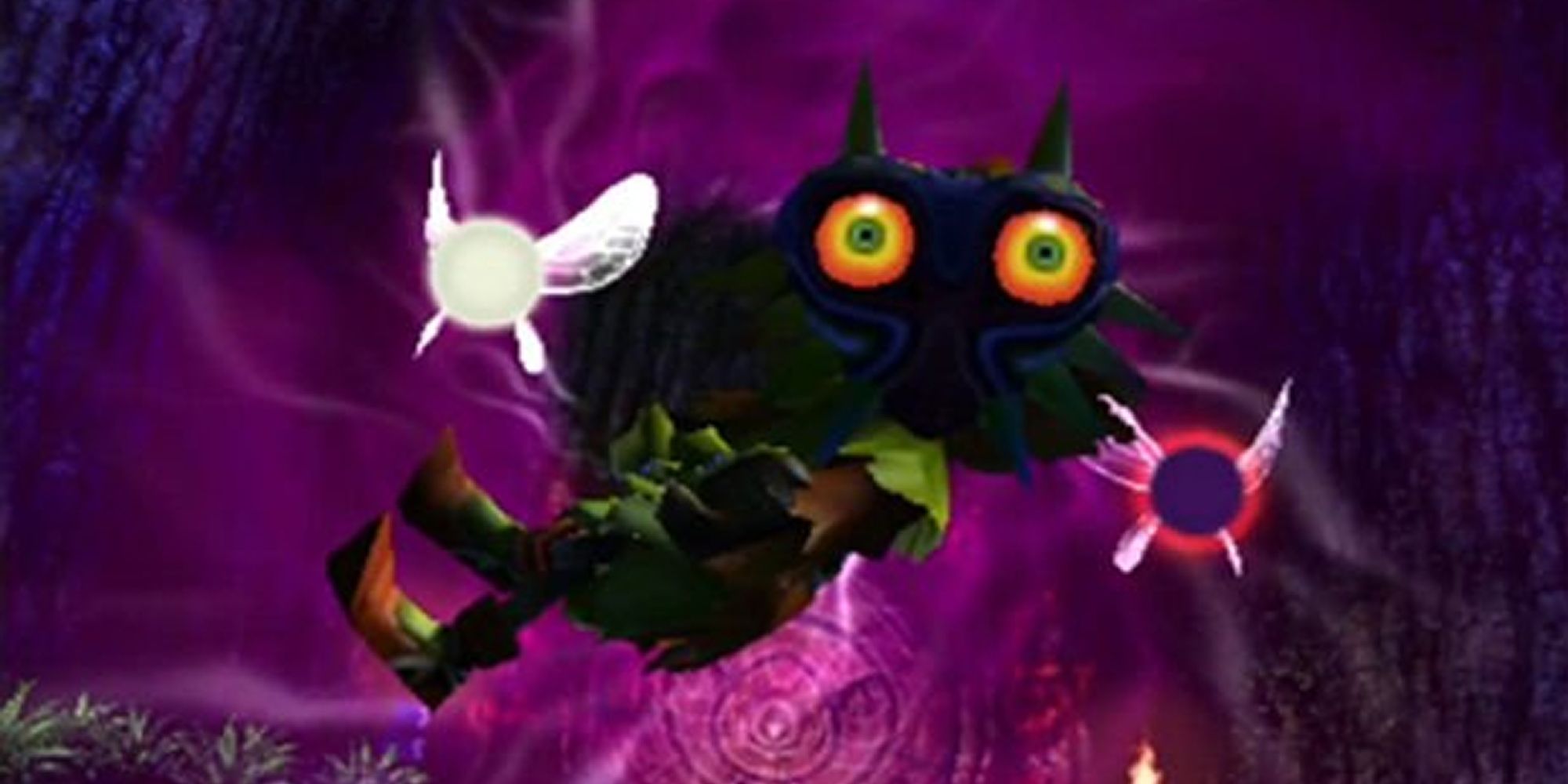 Skull Kid Floats With His Fairy Friends
