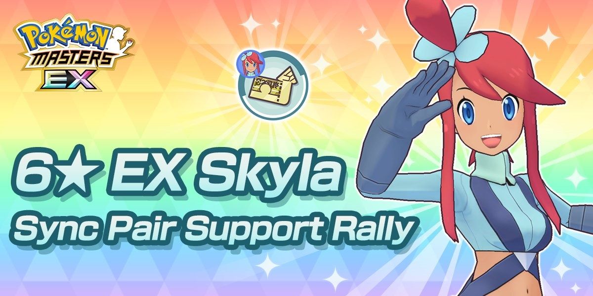 Skyla from Pokemon Masters EX saluting in promotional image for 6 Star EX Skyla event