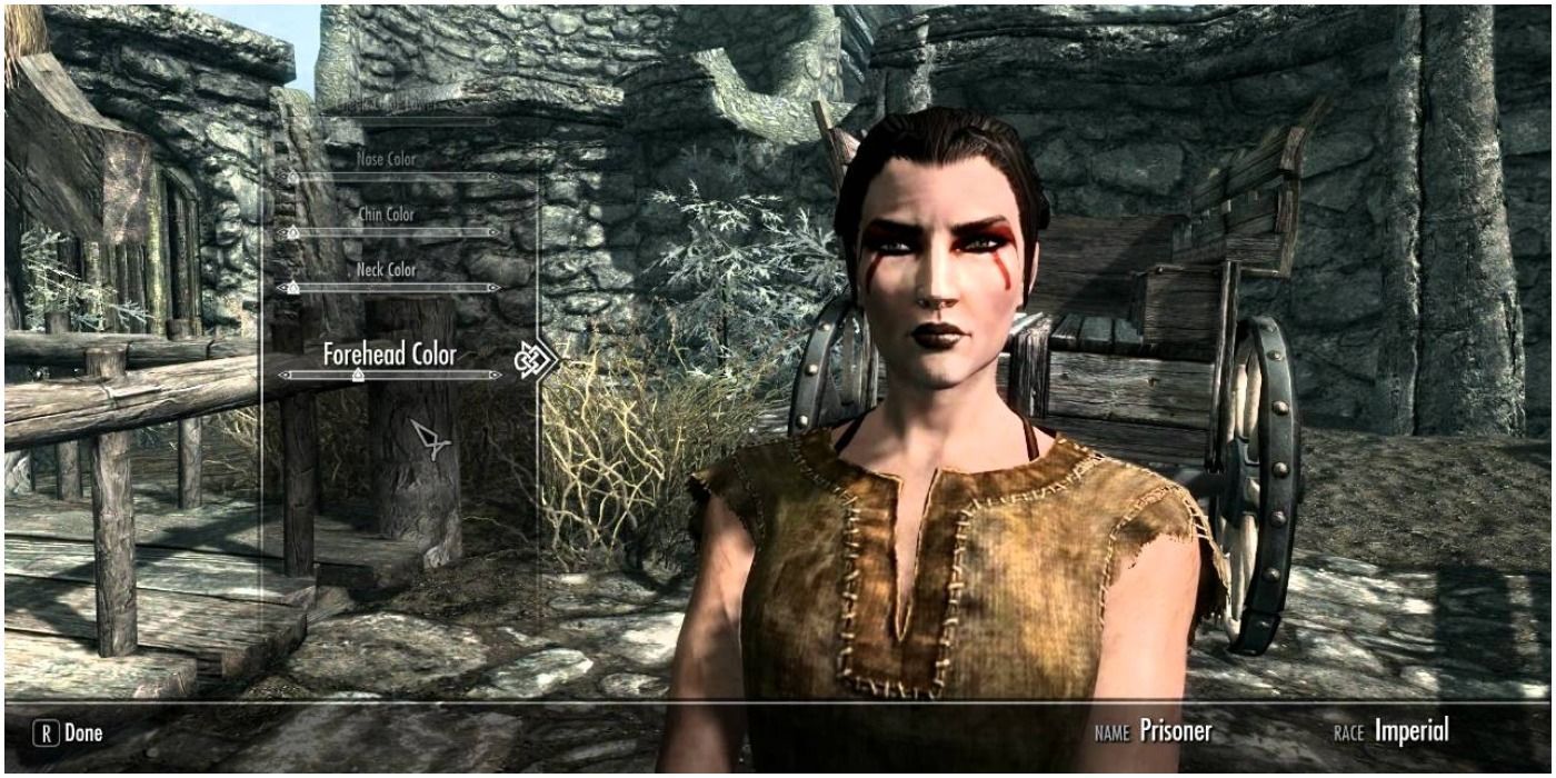 A screenshot showing the character creator in The Elder Scrolls 5: Skyrim