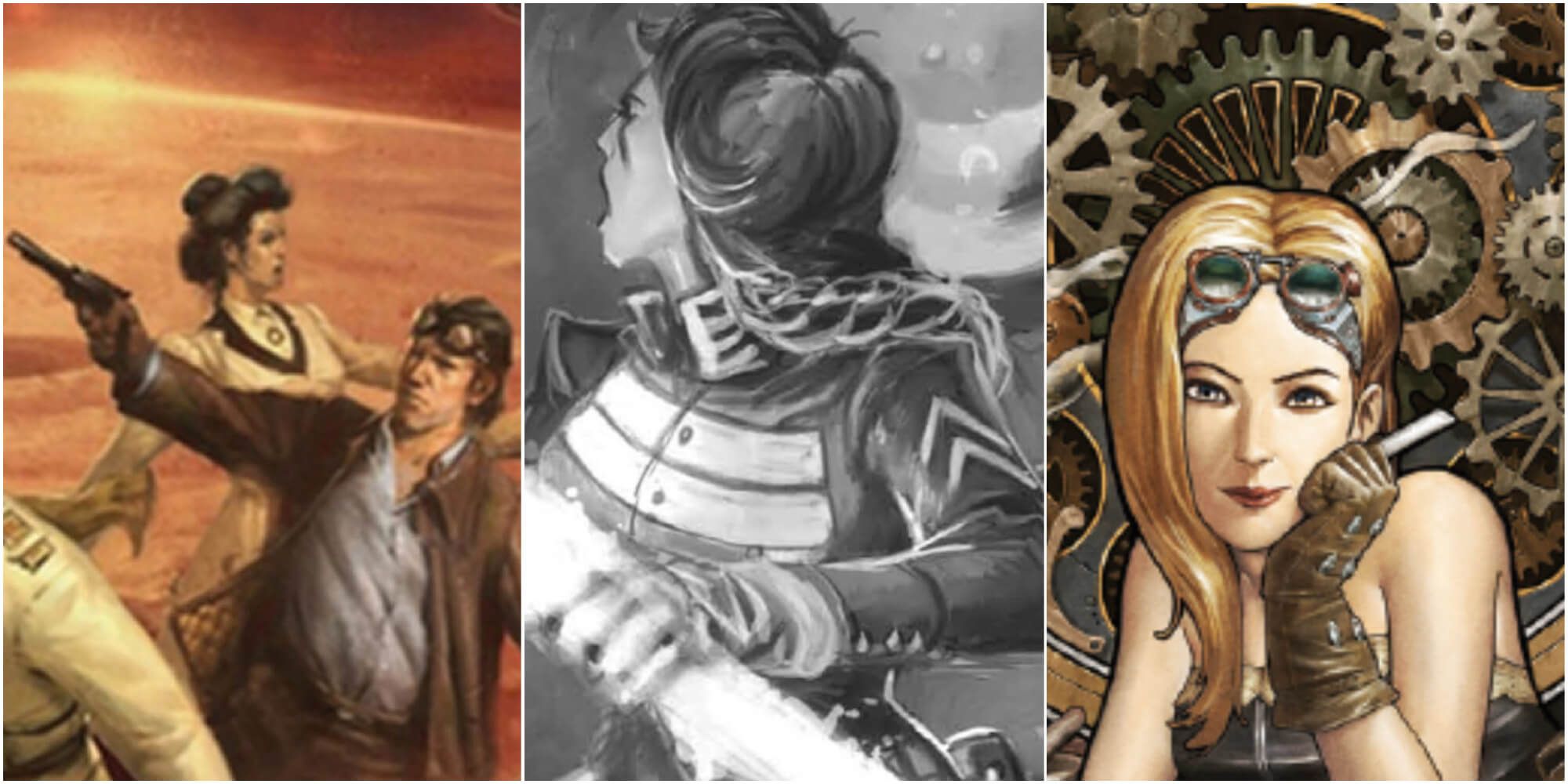 Steampunk RPGs Collage split image of artwork