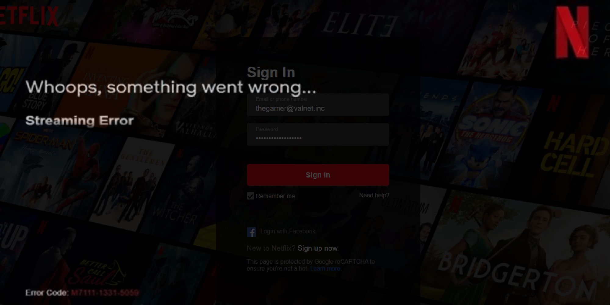 Streaming Error Login