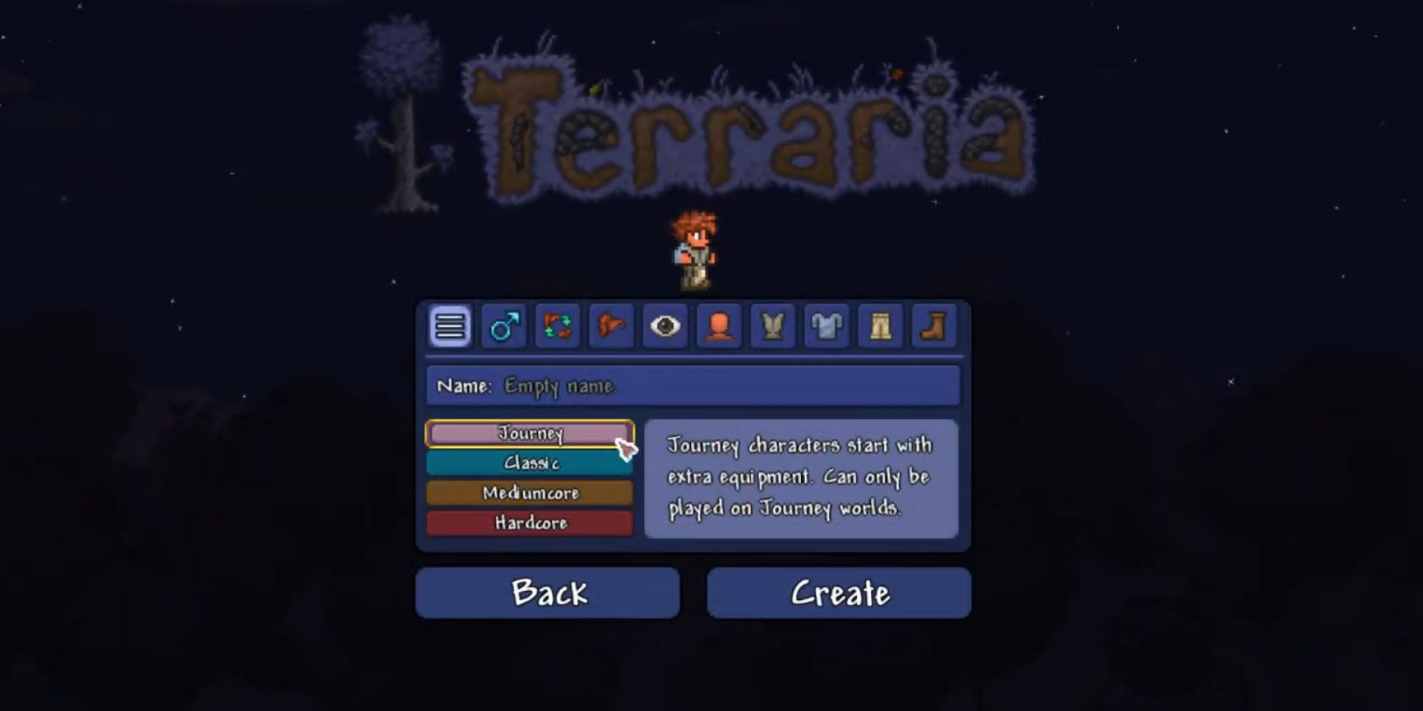 Terraria Screenshot Of Character Creator