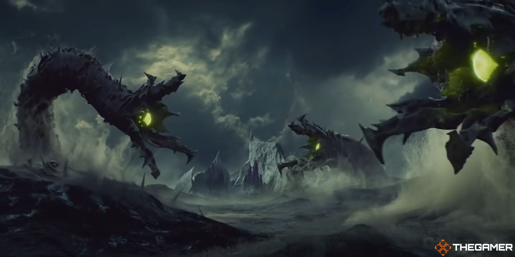 The Hive worm gods rising from the oceans of fundament from Destiny 2