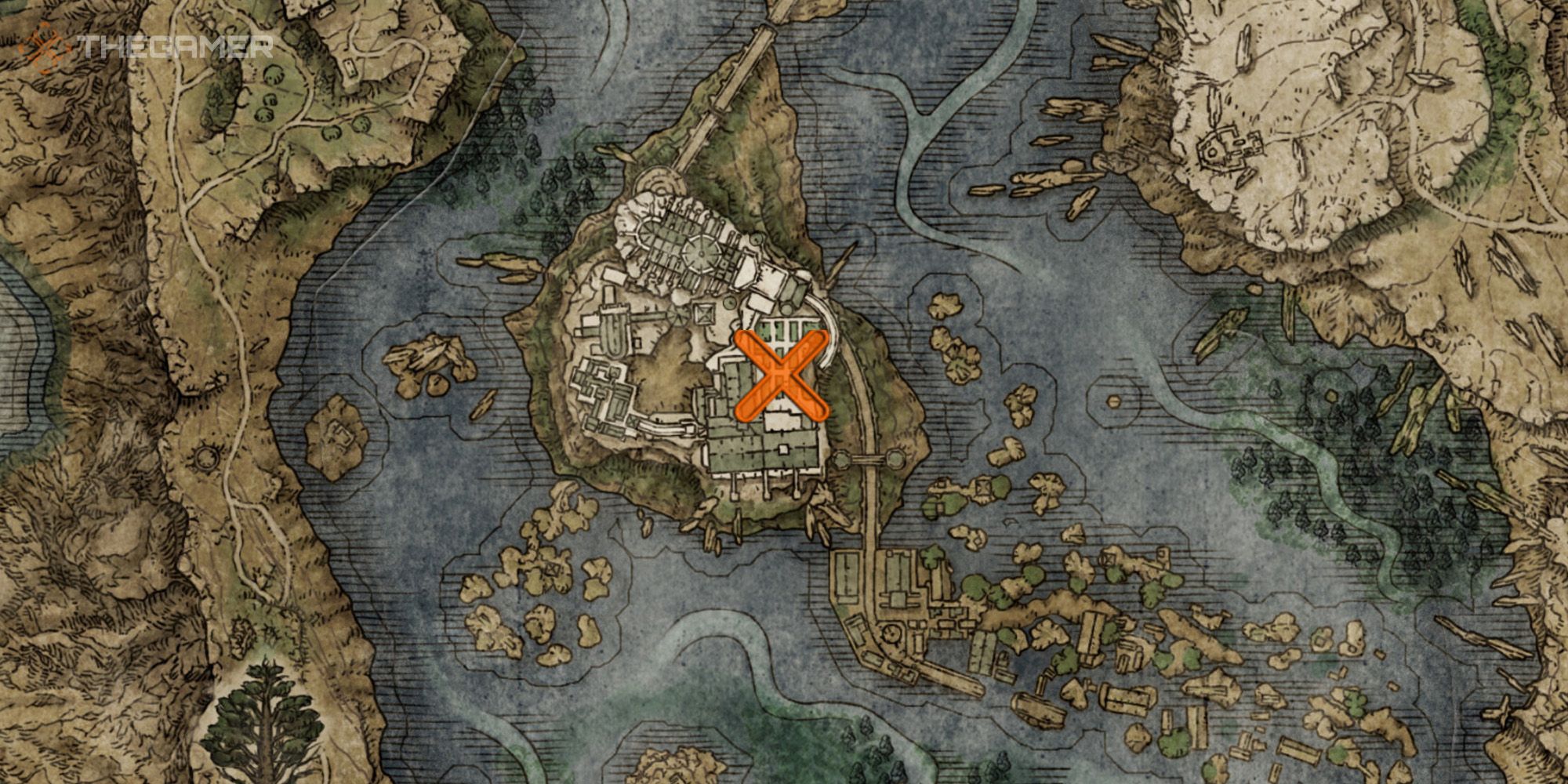 Map showing the location of the Thops' Barrier spell in Raya Lucaria Academy in Elden Ring.