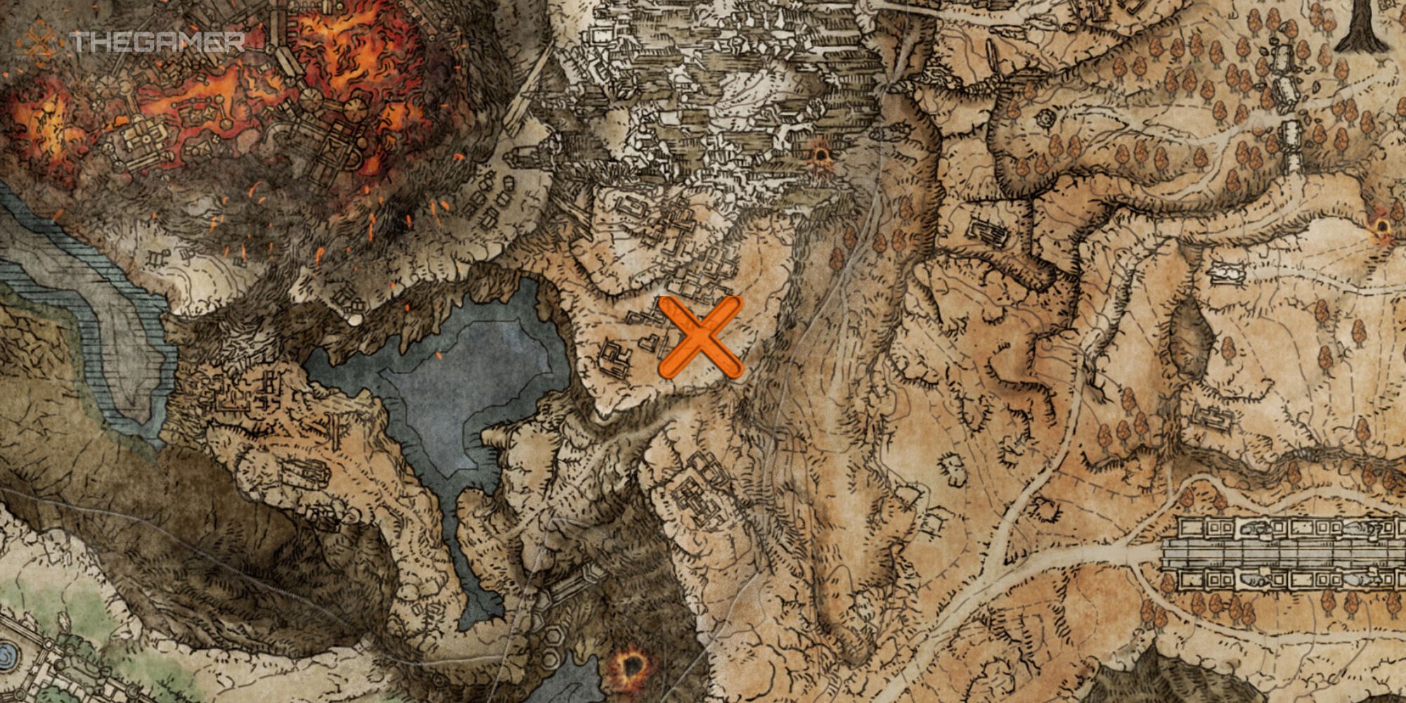 Map showing the location of the Tibia's Summons Sorcery in Elden Ring