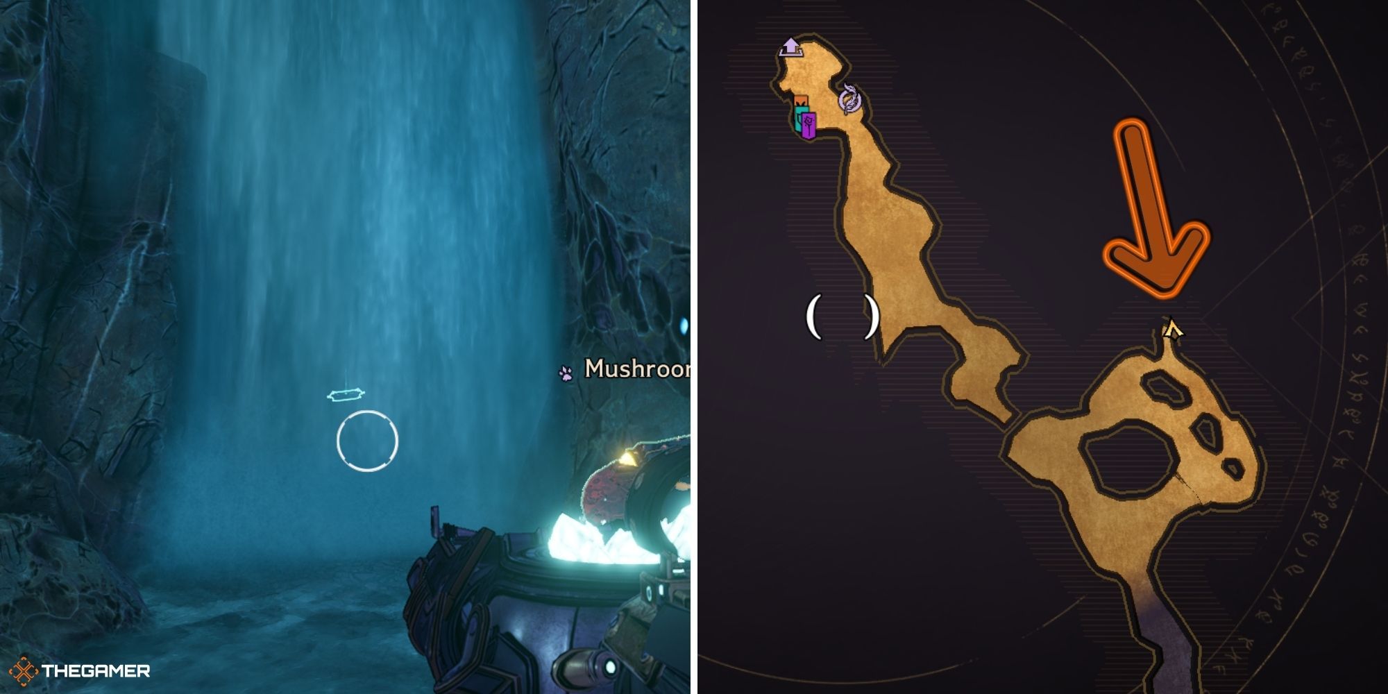 Tiny Tina's Wonderlands - Drowned Abyss - Lore Scroll on left, map on right