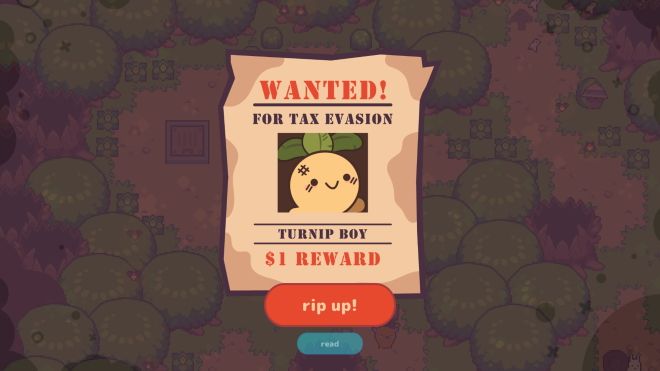 Wanted Poster from Turnip Boy Commits Tax Evasion