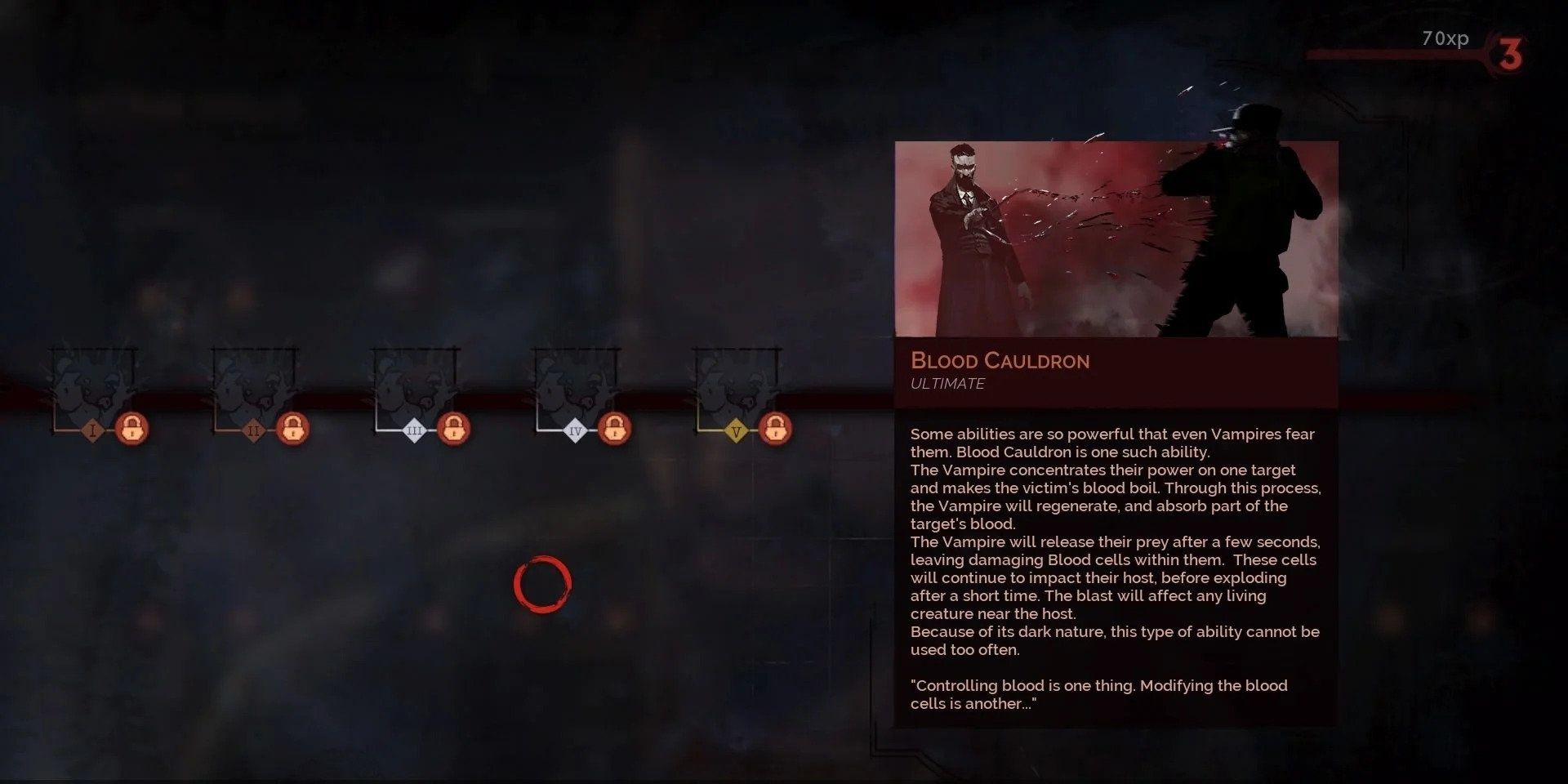 Upgrade menu of the skill Blood Cauldron