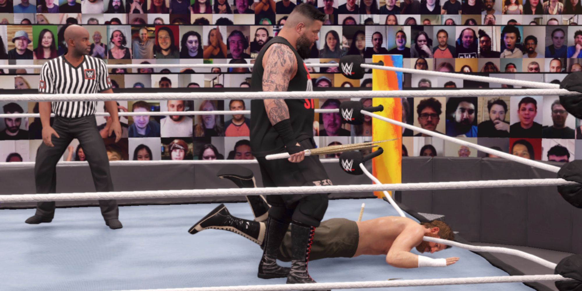 WWE 2K22 Screenshot Of Kevin Owens With broken Kendo Stick