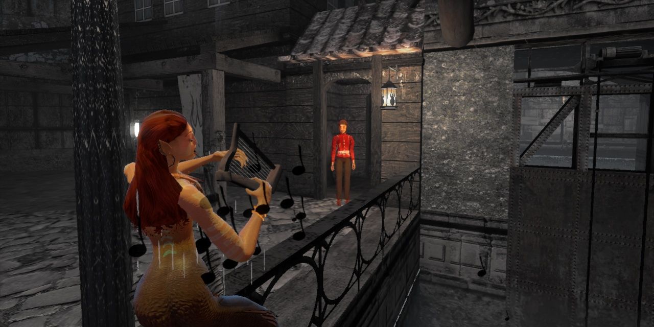 Water the mermaid playing her harp for an individual in the Water Half-Life 2 mod