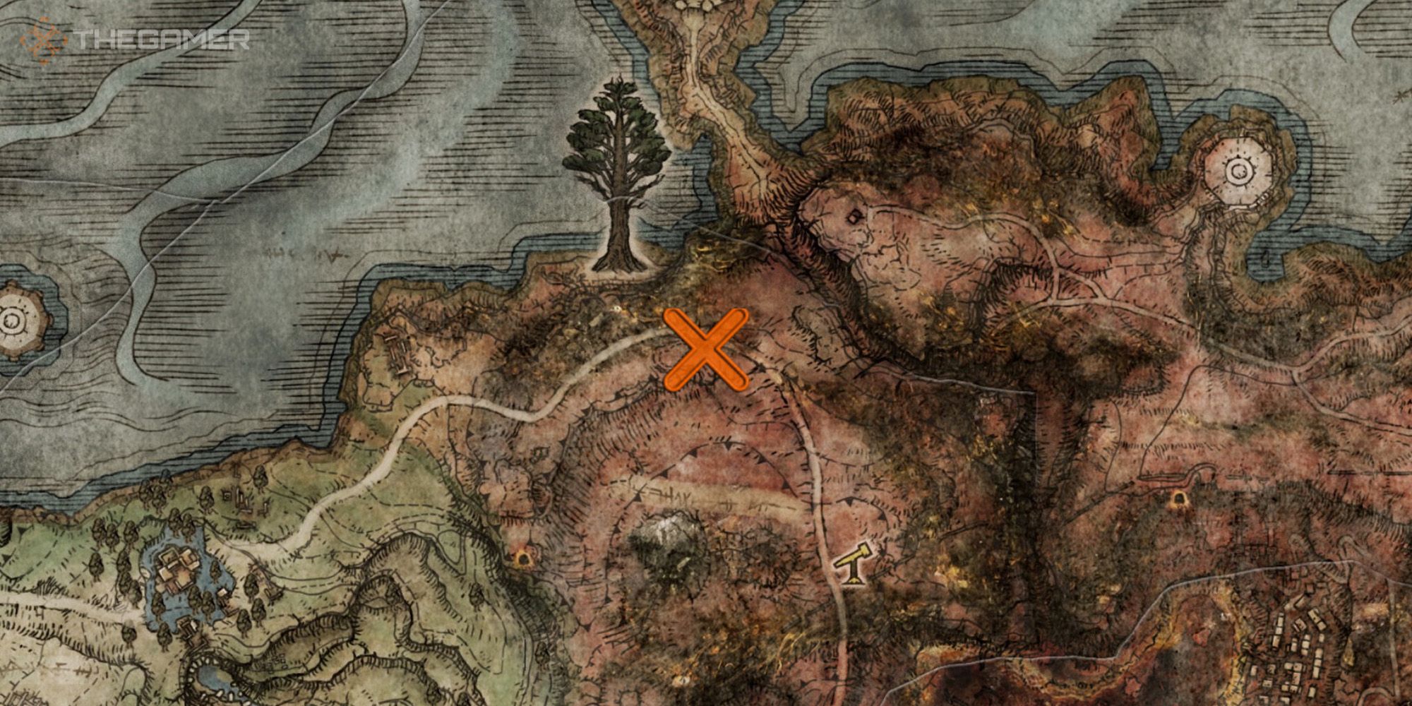 Map showing the location of the Whirl, O Flame Incantation in Elden Ring