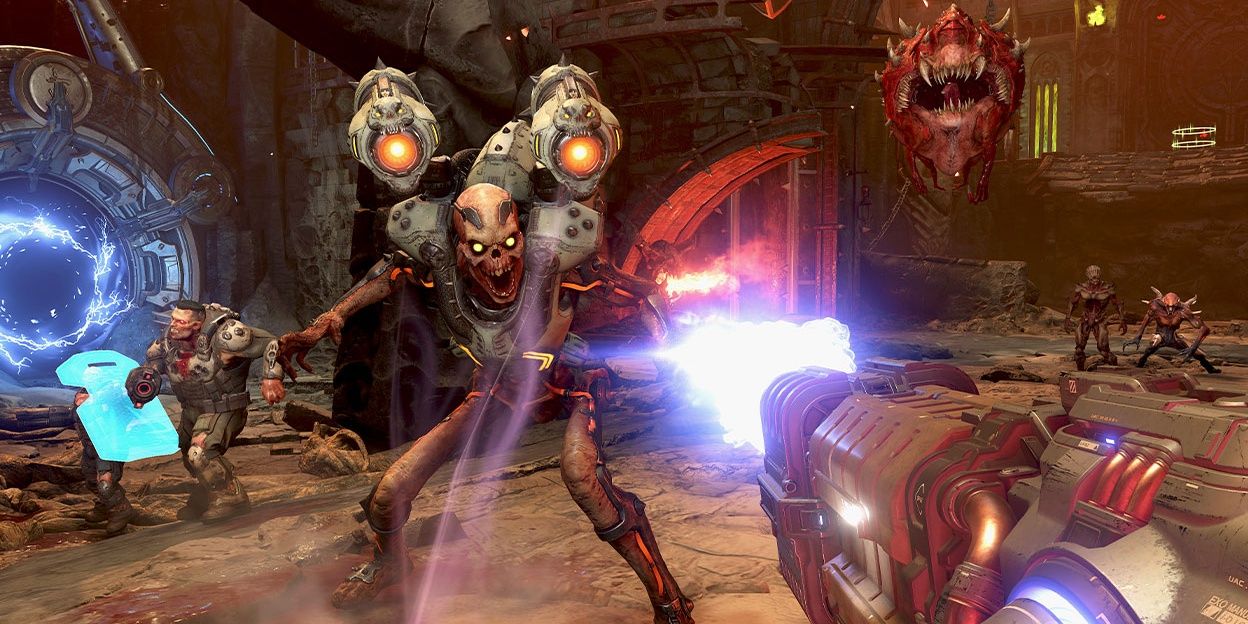 A massive arena shootout in Doom Eternal.