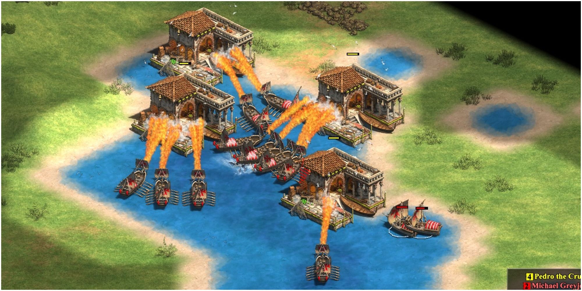 Age of Empires 2 Fire Galleys Firing On Docks