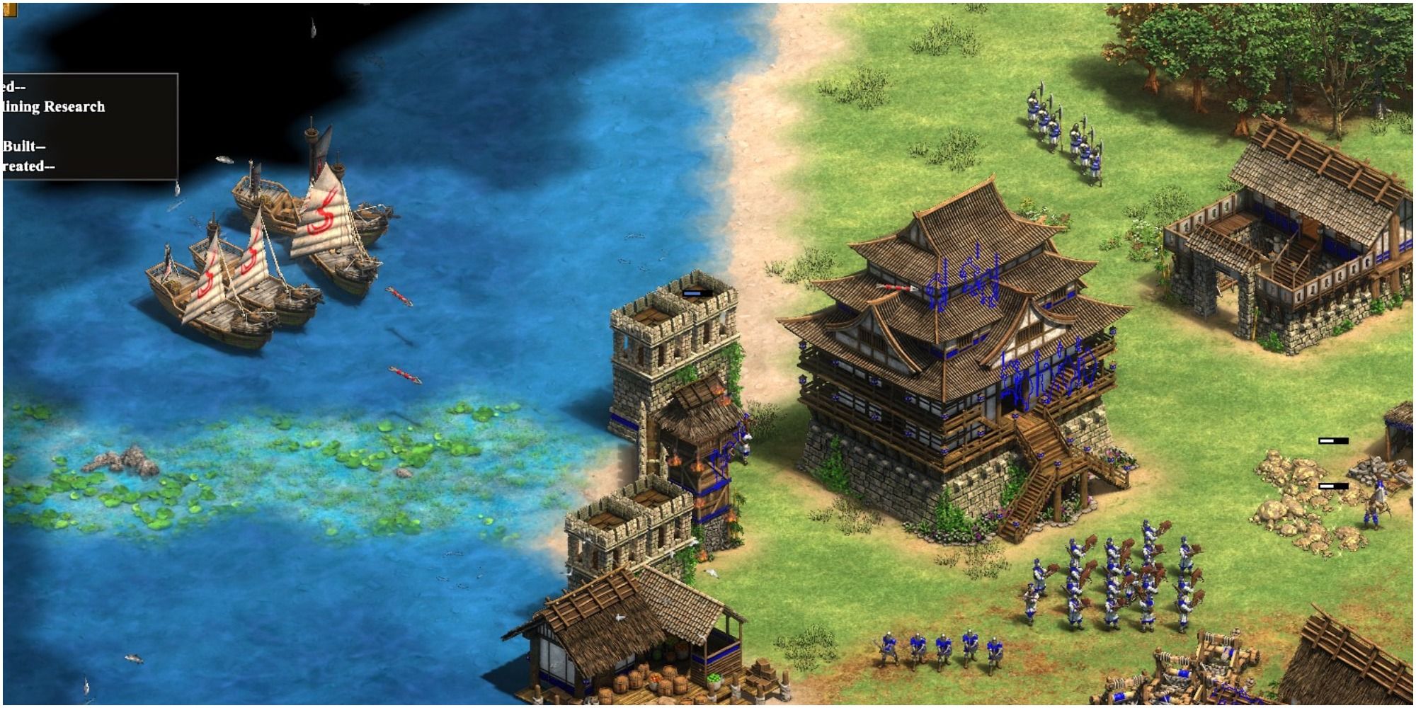 Age of Empires 2 Ships Firing On East Asian Castle