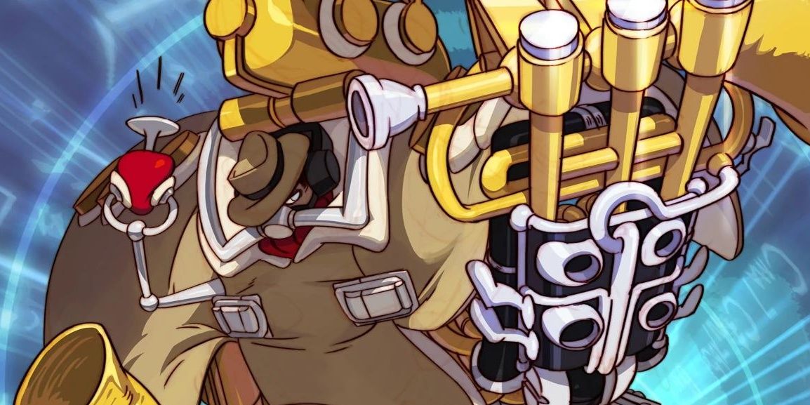 Big Band with his weapons out in Skullgirls