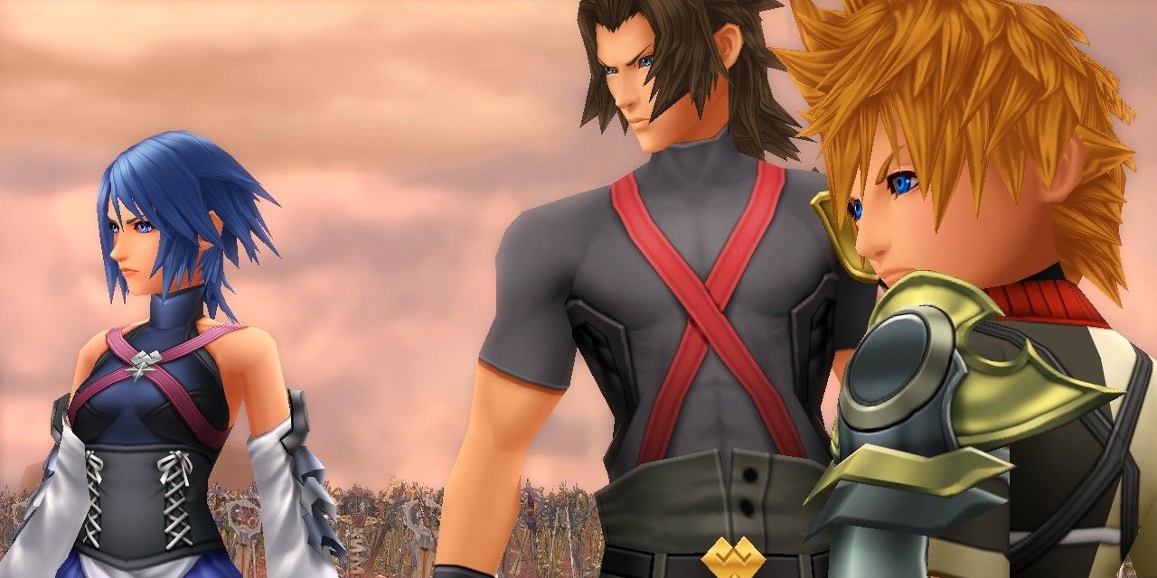 kingdom hearts birth by sleep screenshot of the main cast