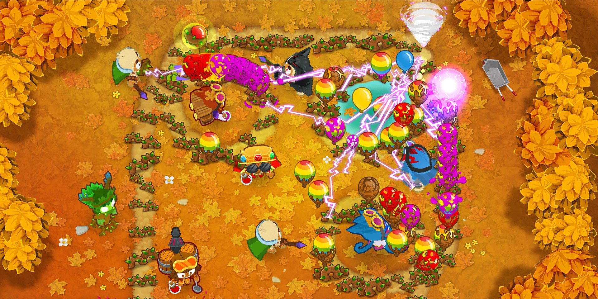 A screenshot showing gameplay in Bloons TD 6