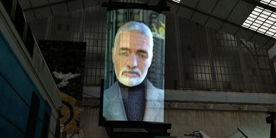 Breen on a screen in Half-Life 2