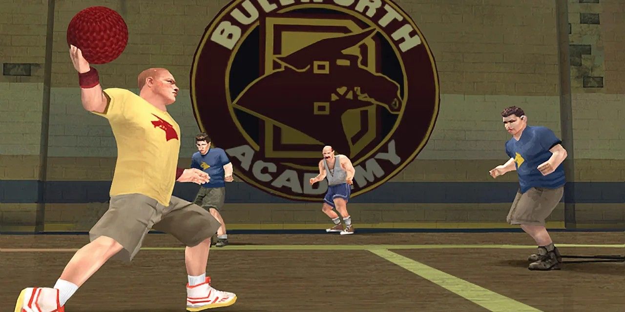 bully screenshot of jimmy hopkins playing dodgeball