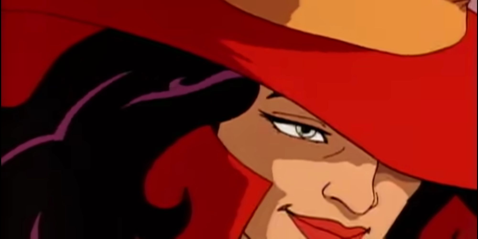 Carmen Sandiego smirking mysteriously