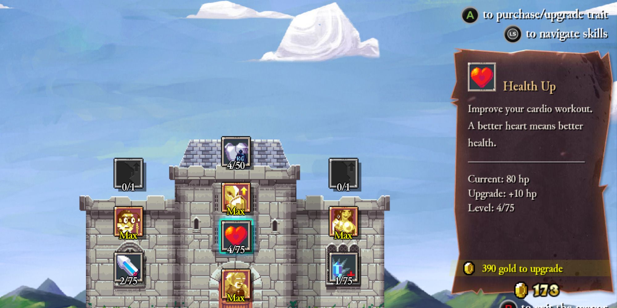 choosing upgrades from a castle progression tree in rogue legacy