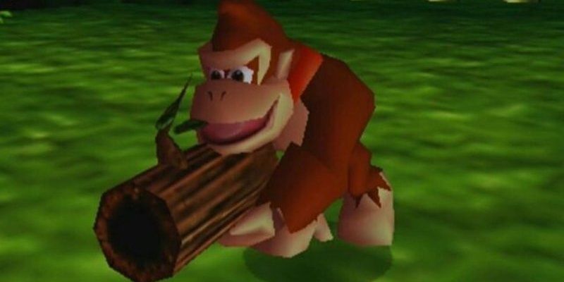 Donkey Kong with his Coconut Shooter in Donkey Kong 64