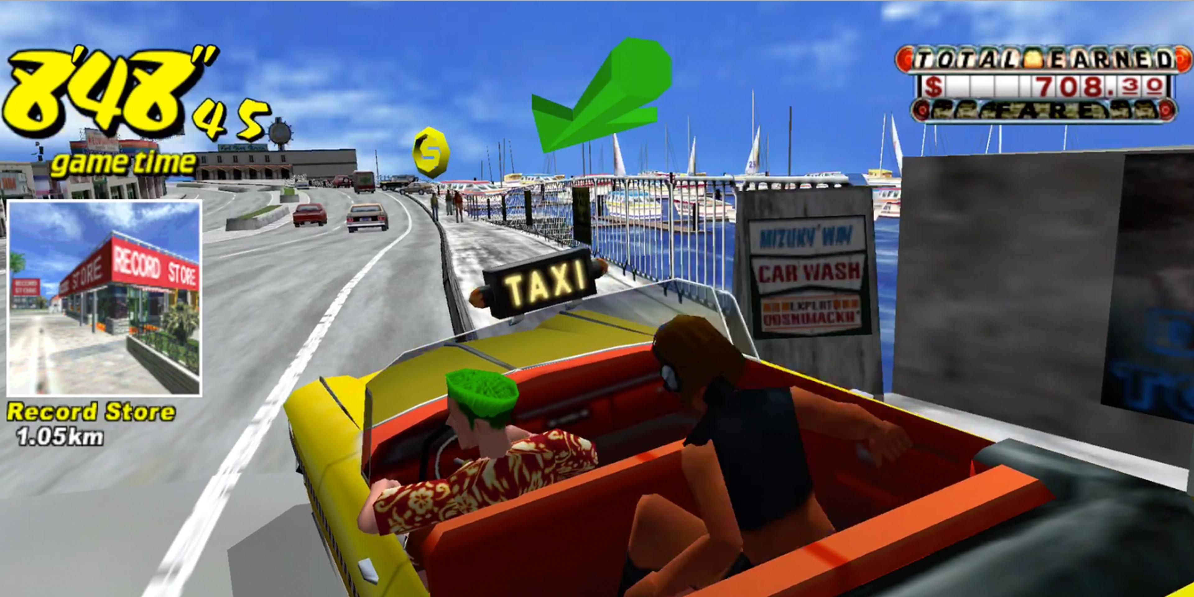 Taking customers to the Record Store in Crazy Taxi