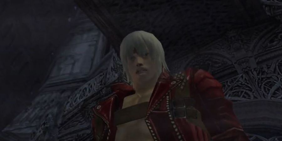 Dante catching a bullet in his teeth in Devil May Cry 3