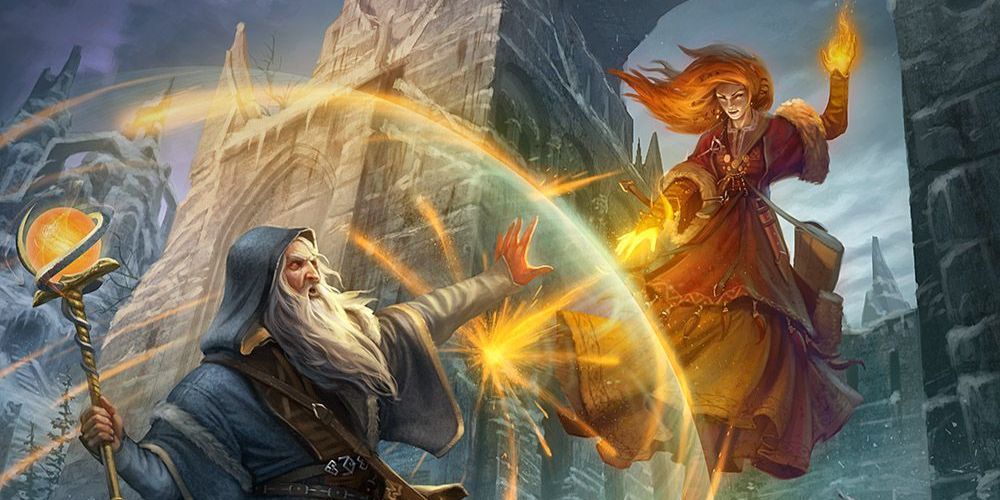 Dungeons and Dragons wizard deflects foe's fire spell