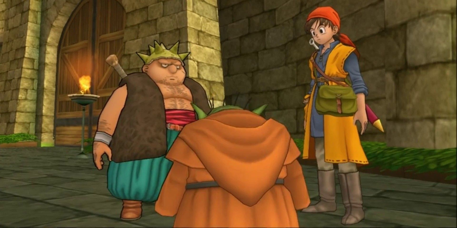 dragon quest viii screenshot of the main character and yangus with king trode