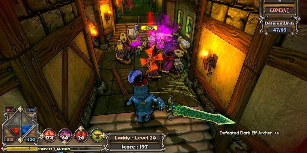 A screenshot showing gameplay in Dungeon Defenders
