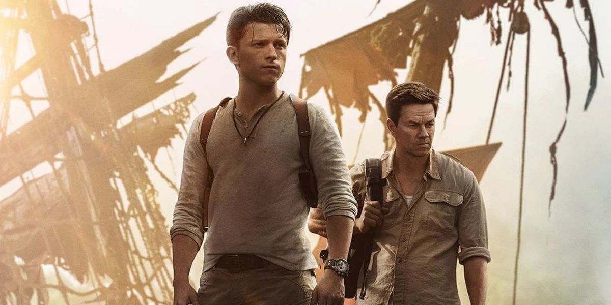 Tom Holland and Mark Wahlberg in Uncharted poster