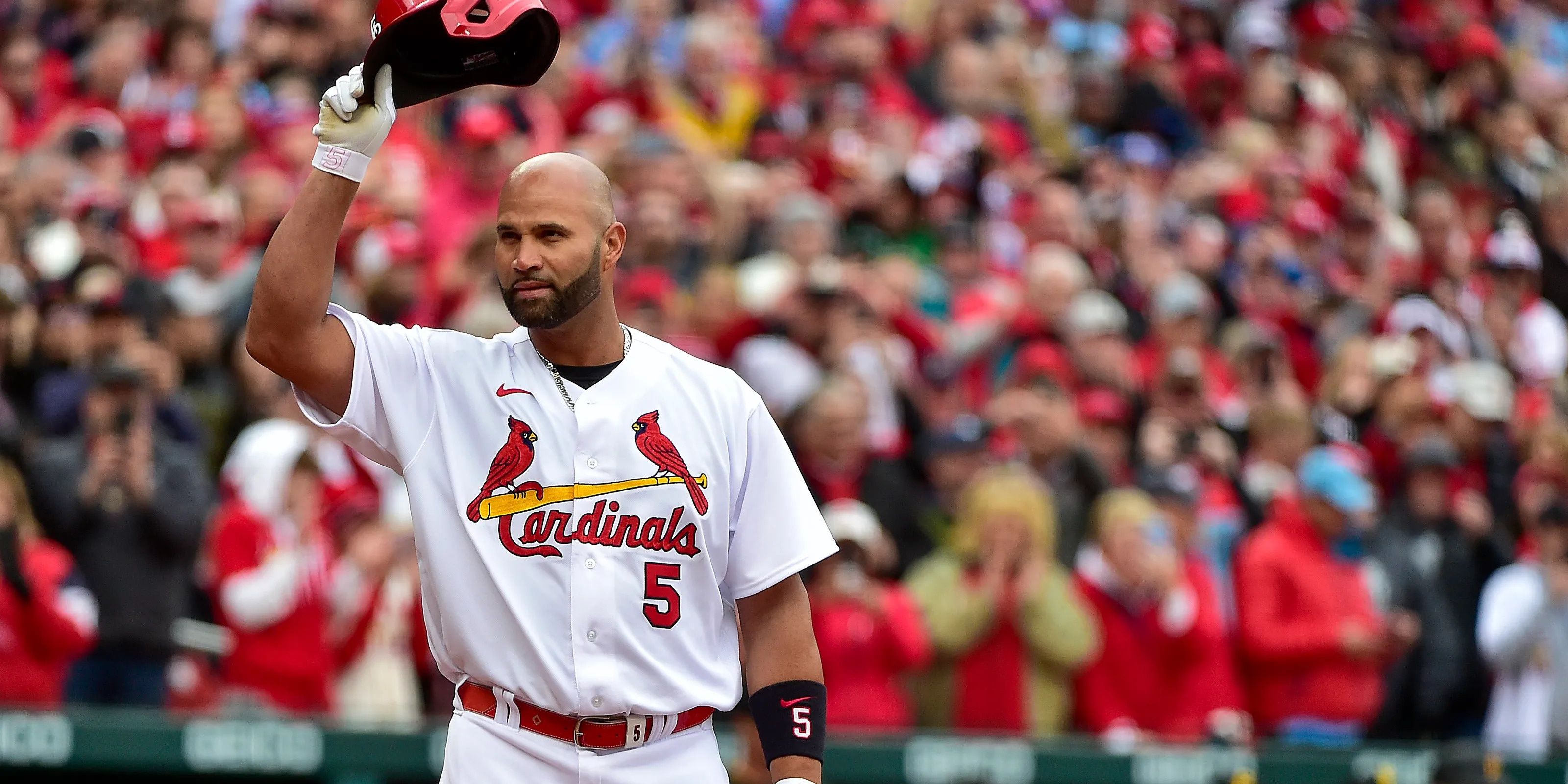 Albert Pujols waving to the crowd on Opening Day