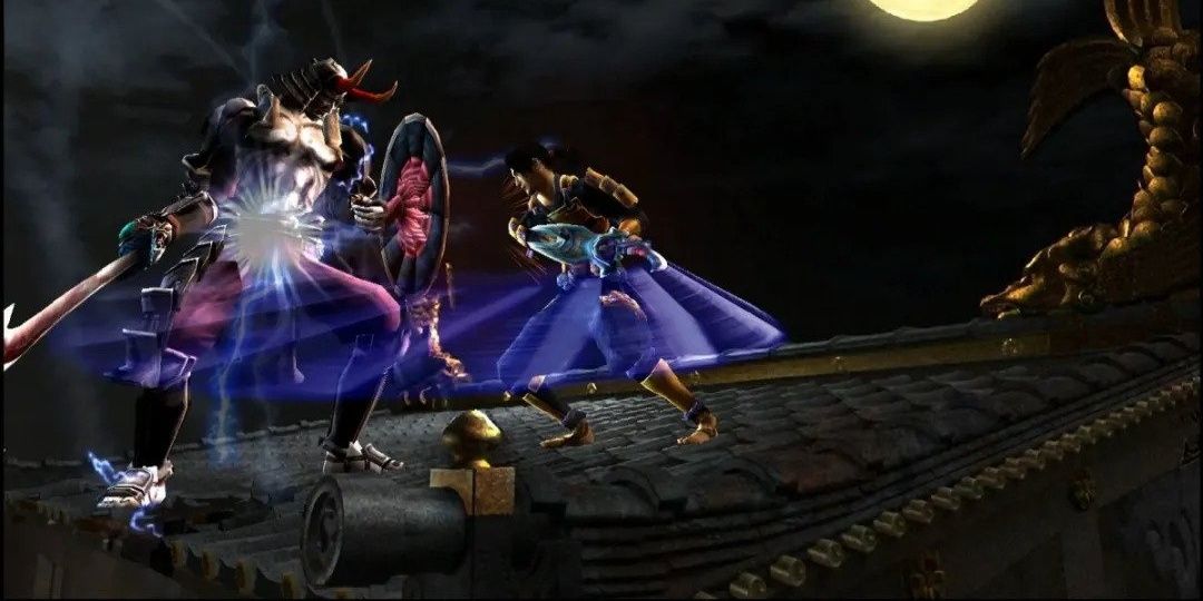 Samonosuke uses the Raizan special move against the big demon