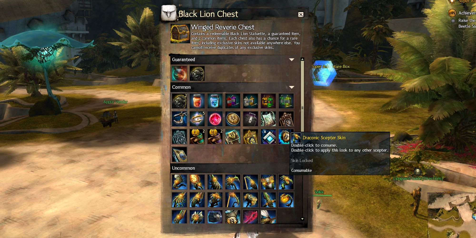 preview of the contents inside a black lion chest