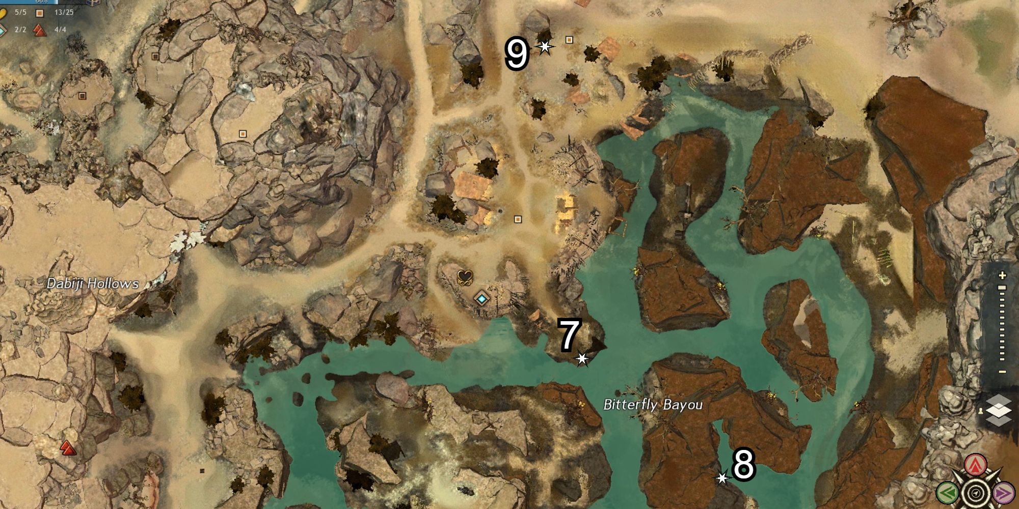marked location of beetle juice bottle 7, 8, and 9 on map