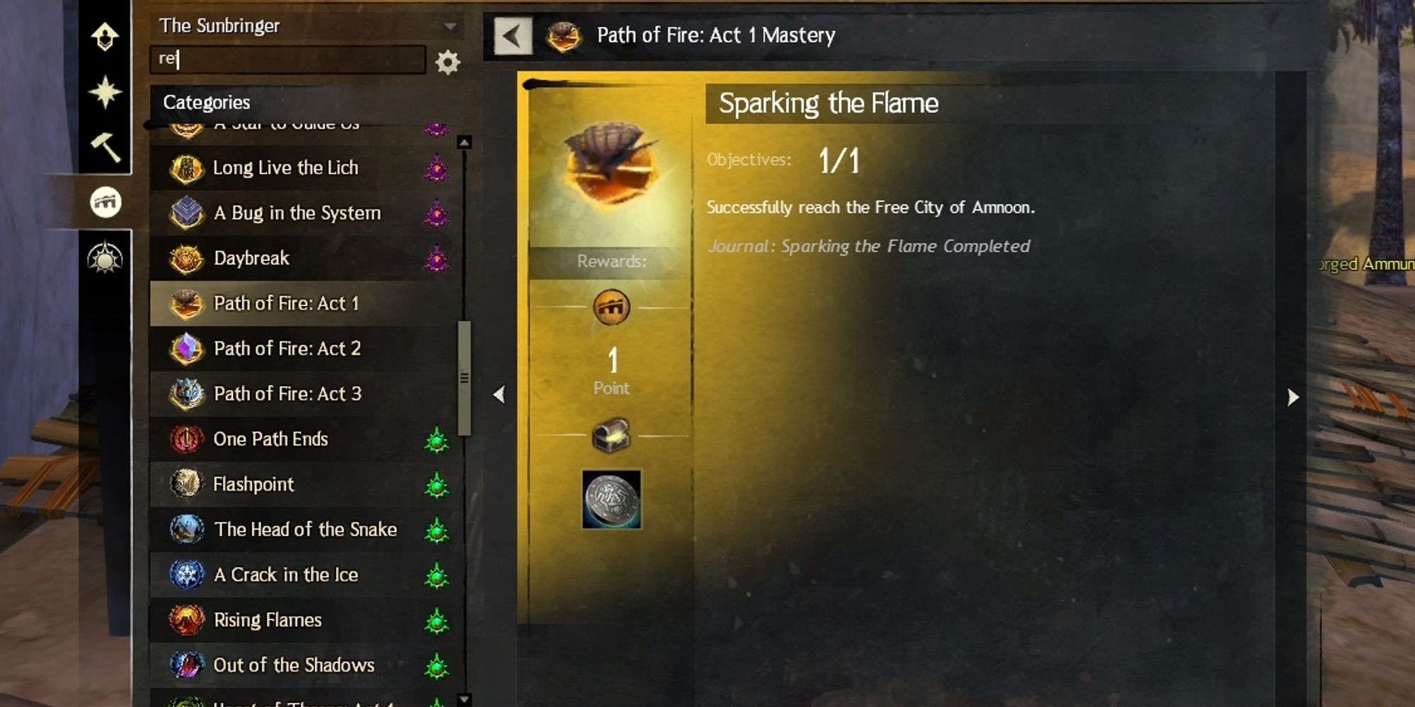 sparking the flame achievement page