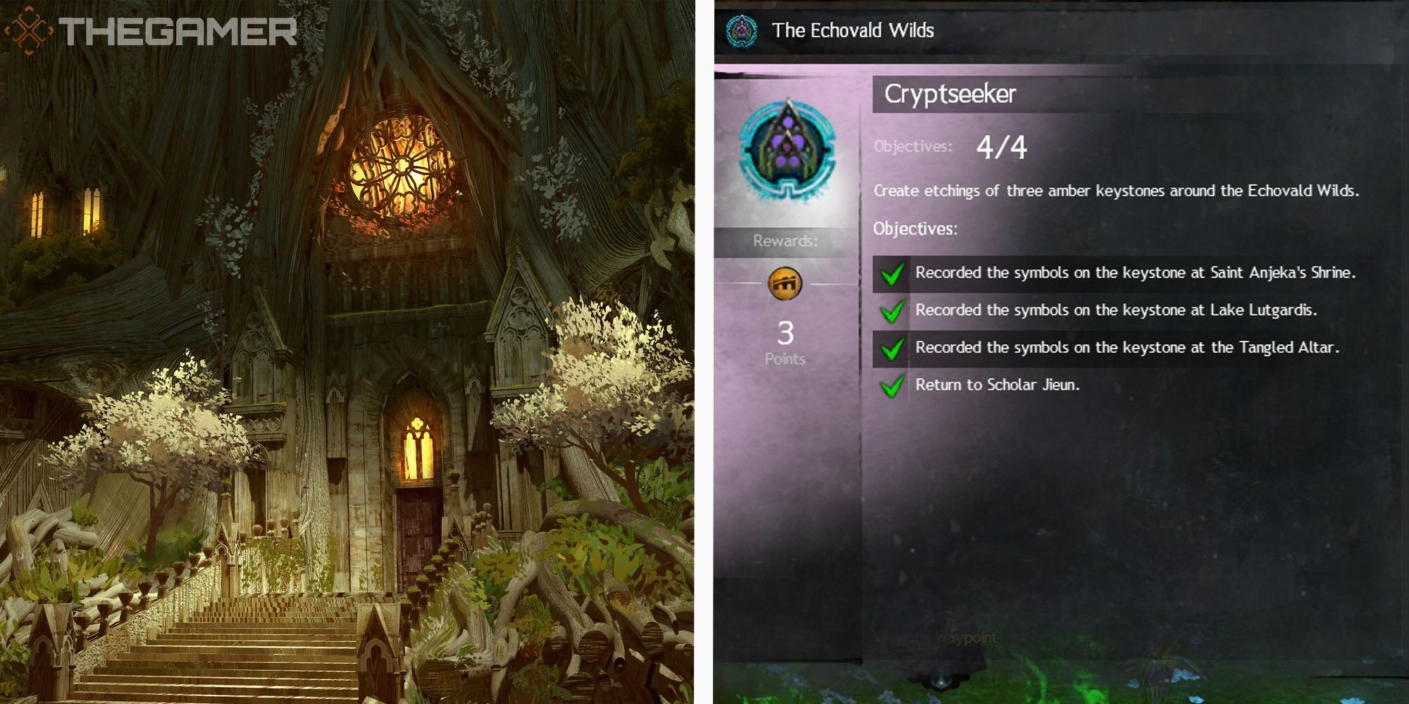 image of valdhertz crypts loading screen next to image of cryptseeker achievement