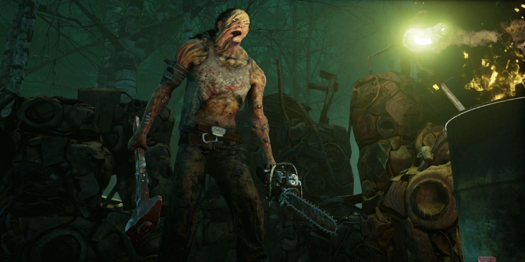 Dead By Daylight: Hillbilly Lit Up By Lightsource In Scrapyard