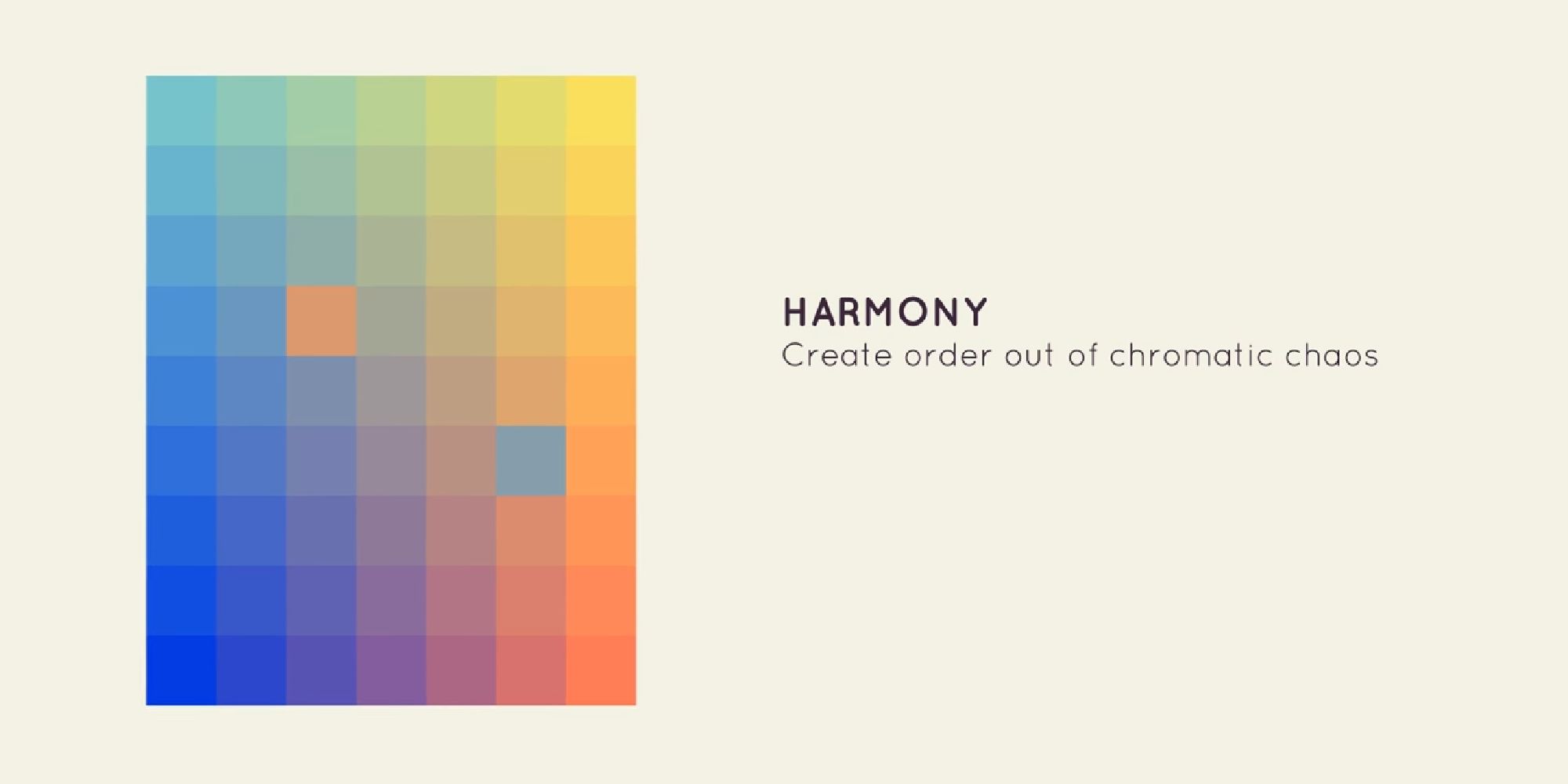 i love hue harmony promotional image with blue and orange gradient