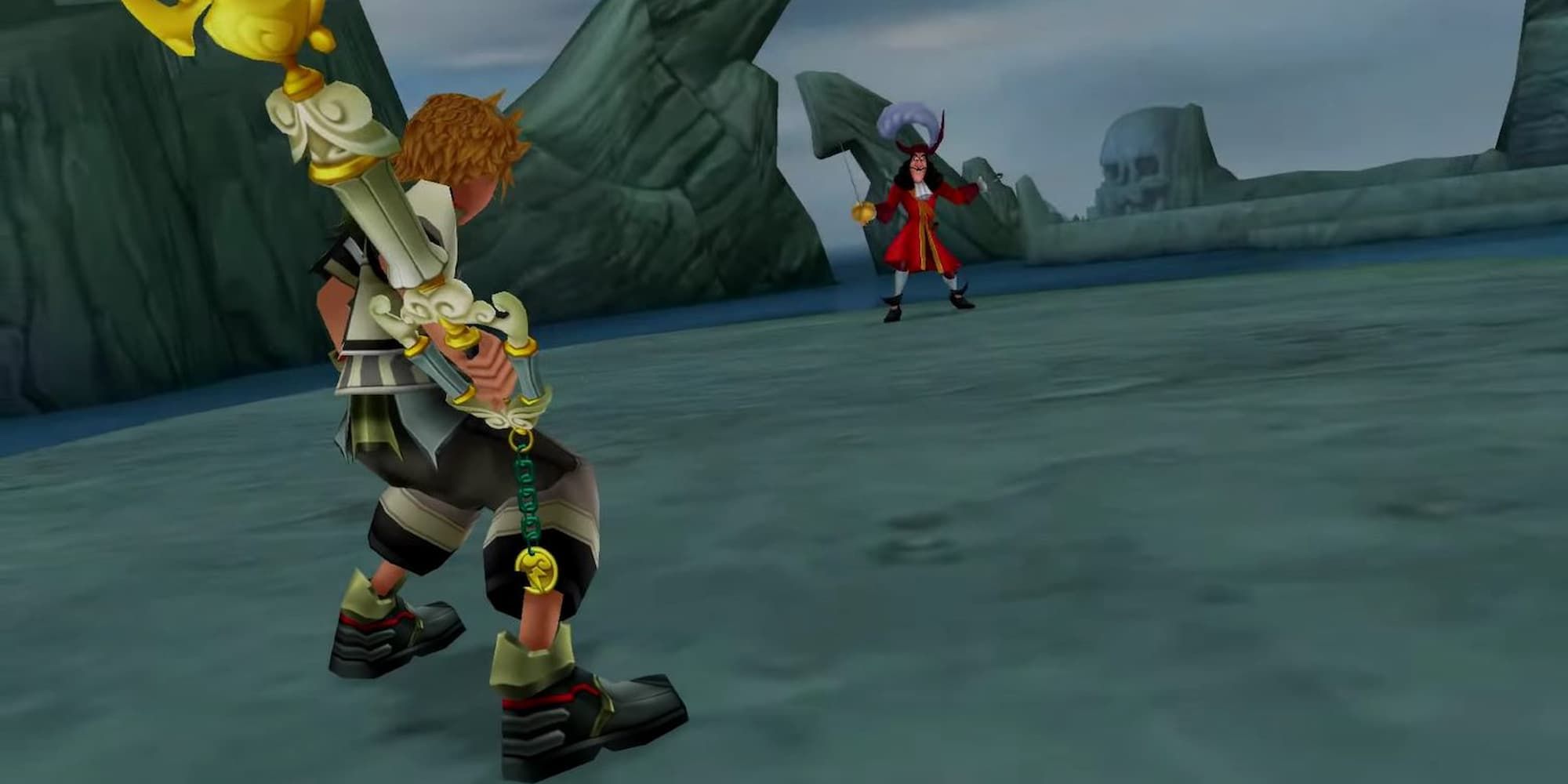 Screenshot of Ventus near the camera and Hook further away as they prepare to fight