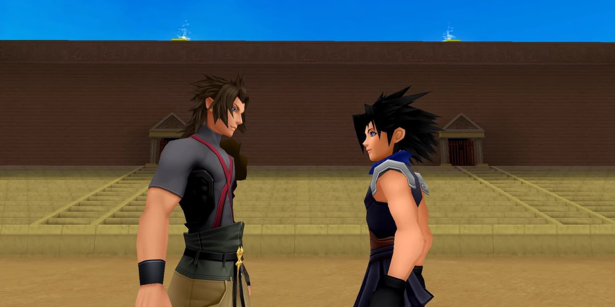 Zack and Terra facing each other with a smile